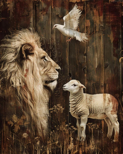 OKSGYTA Lion Lamb Paint by Numbers Kit for Adults, Vintage Animal Paint by Number on Canvas, Digital Oil Painting Kits Suitable for Home Wall Decoration Gift 20"x16"