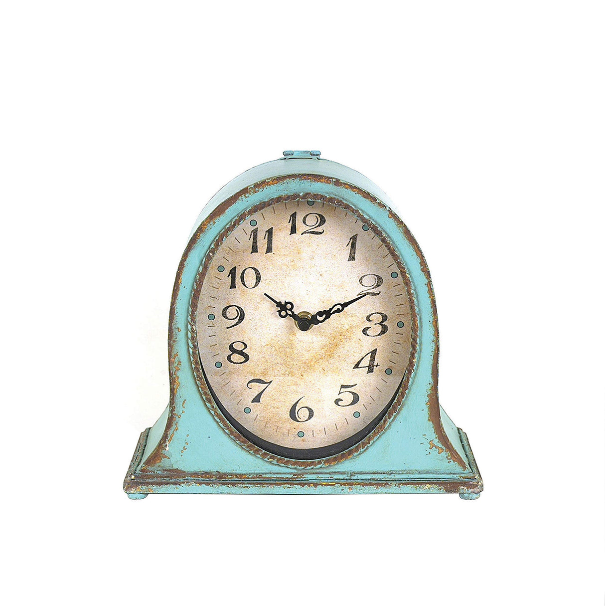 Creative Co-Op Metal Mantel Clock with Aqua Finish Creative Co-Op