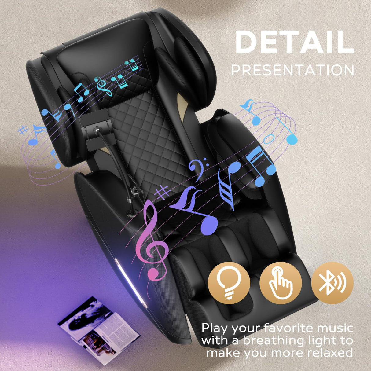 BILITOK Full Body Massage Chair with Zero Gravity, Massage Chair Recliner with Heating, Airbags, Bluetooth Speaker, Foot Roller, Touch Screen BILITOK