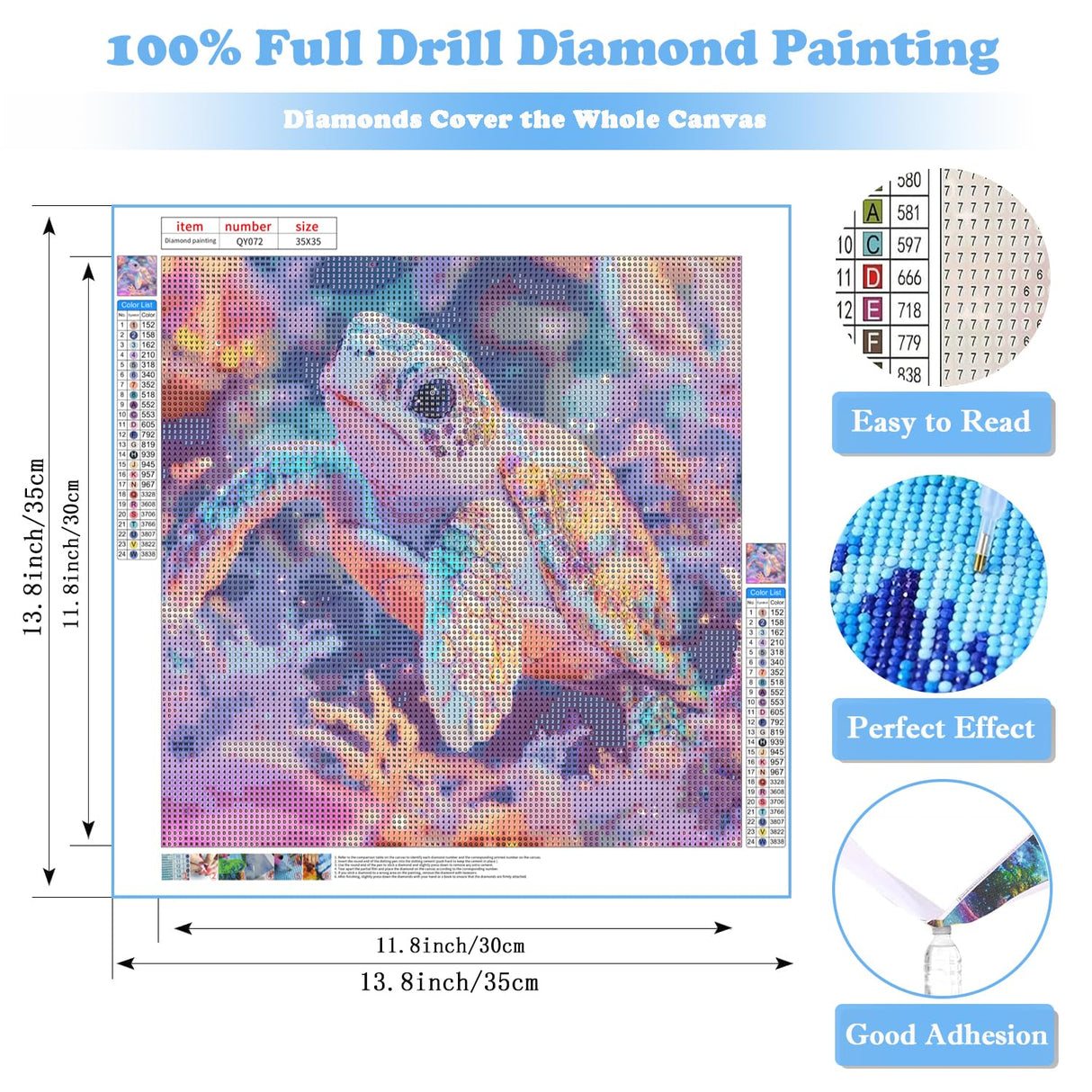 Pink Turtle Diamond Art Kits for Adults, Animal Sea Turtle Diamond Painting for Beginners, Diamond Dot, Dimond Art Paintings Kit, Gem Painting Kit, Crafts for Adults Home Wall Decor Gifts (14x14inch) Rekxtmo