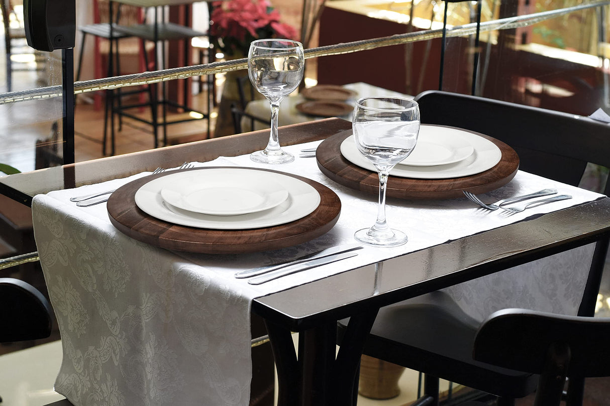 Alpha Living Home Farmhouse Wood Charger Plate,Wood Charger Plate Sets,Wood Chargers for Dinner Plates,Wood Placemats,Chargers for Dinner Plates,13 inch Wood Charger Plate - Pack of 2 - Walnut Alpha Living Home