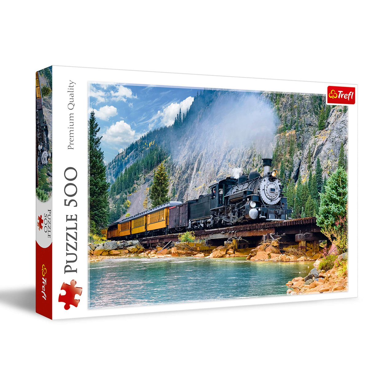 Trefl Red 500 Piece Jigsaw Puzzle Mountain Train 19"x13" Print, DIY Puzzle, Creative Fun, Classic Puzzle for Adults and Children from 10 Years Old Trefl