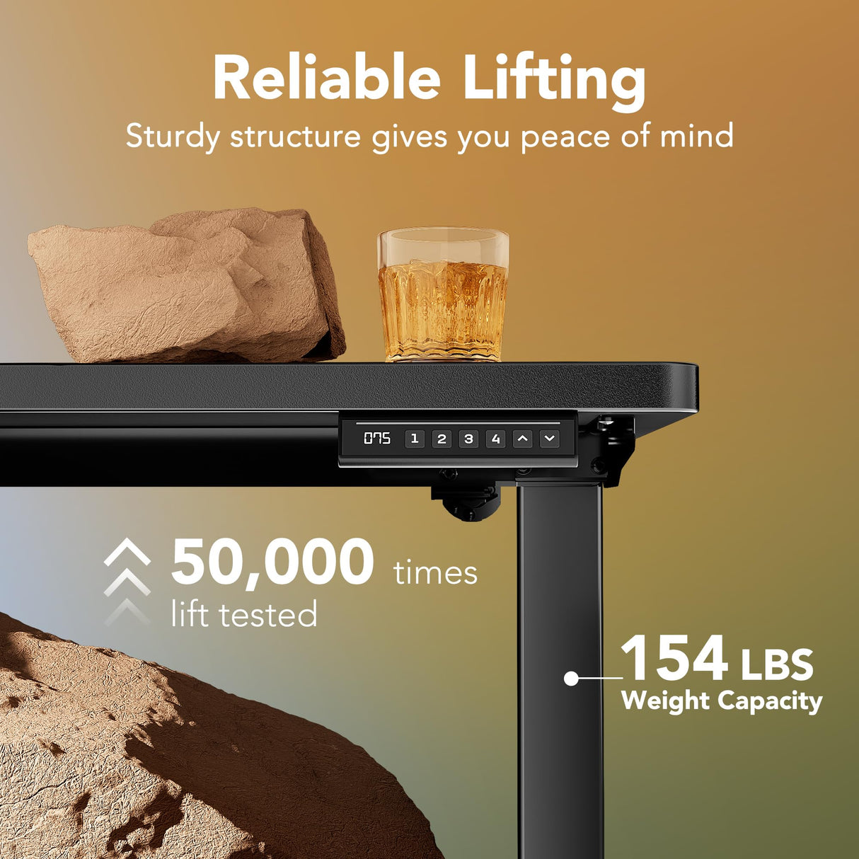 HUANUO 32" Small Electric Standing Desk Adjustable Height, 4 Memory Height Settings, Sit Stand Up Desk for Home Office & Computer Workstation, Black HUANUO