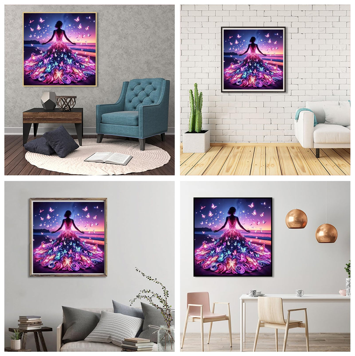 JFYHAB 5D Beach Diamond Art Kits for Adults Beginners, Angel Fairy Diamond Painting Kits, DIY Full Round Drill Butterfly Paint by Diamonds Dot Gem Art for Adults, Home Wall Decor 12x 12 Inch JFYHAB