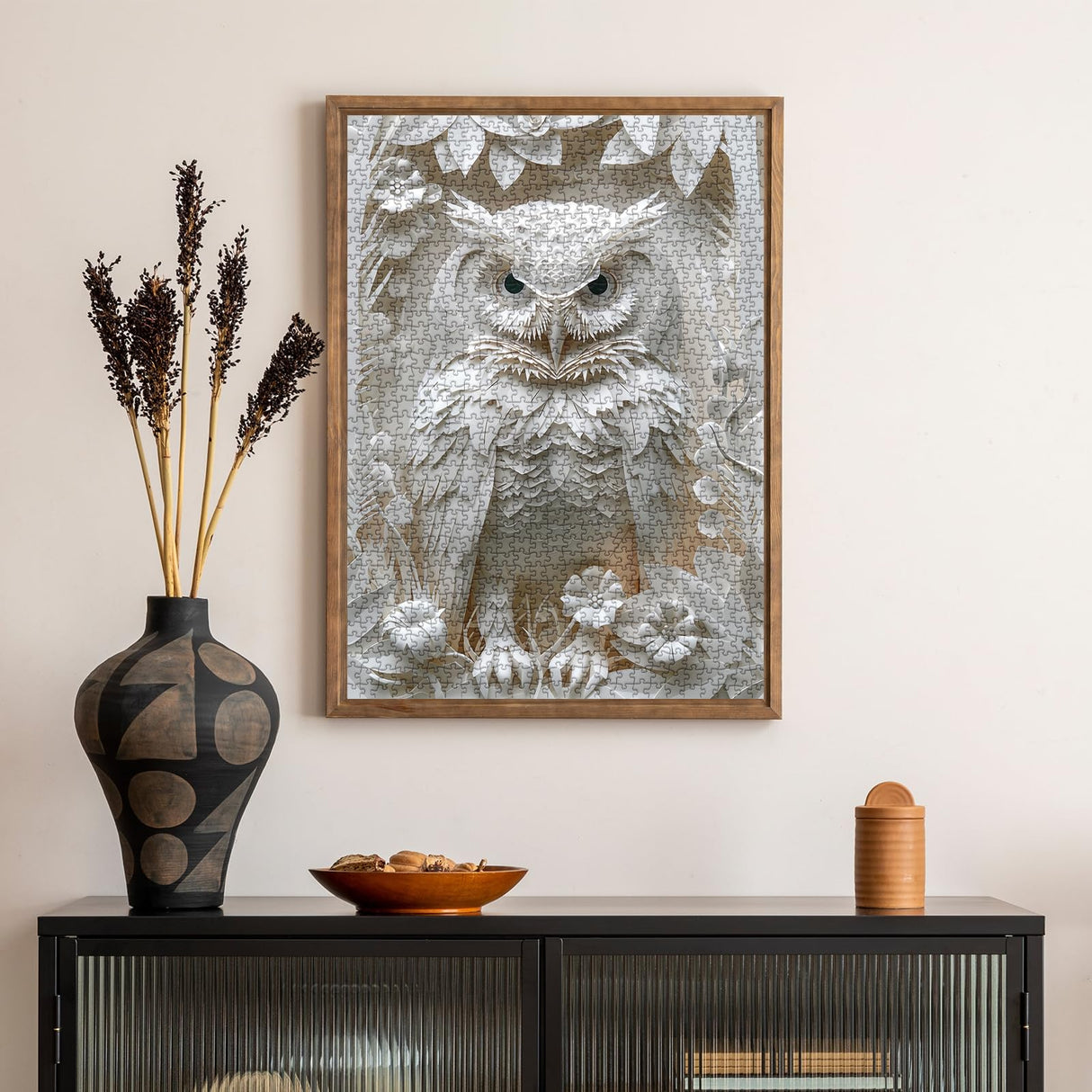 Owl Puzzles Paper-Cut Art Puzzle 1000 Piece for Adults, White Bird Jigsaw Puzzle Animal Forest, Impossible Difficult Hard Puzzle as Family Game BBOLDIN