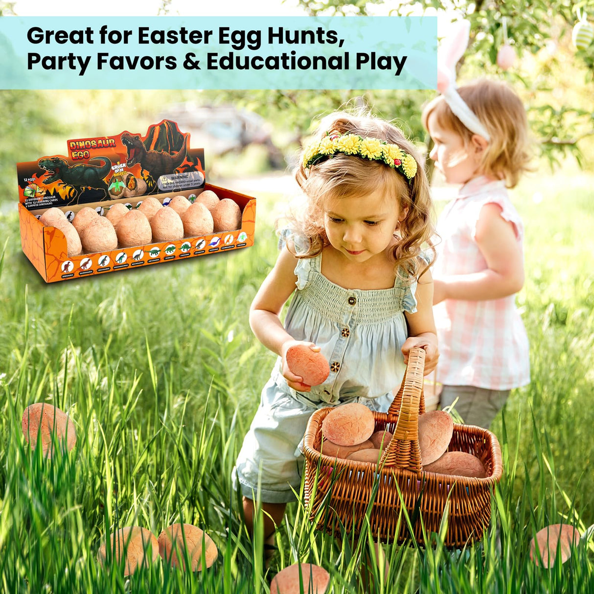 Zippytots Dino Eggs Excavation Dig Kit-12 Unique Dinosaur Eggs with Educational Learning Cards -Easter Eggs STEM Science Activities - Educational Toy Gift for Kids Boys Girls Age 3+ Zippytots