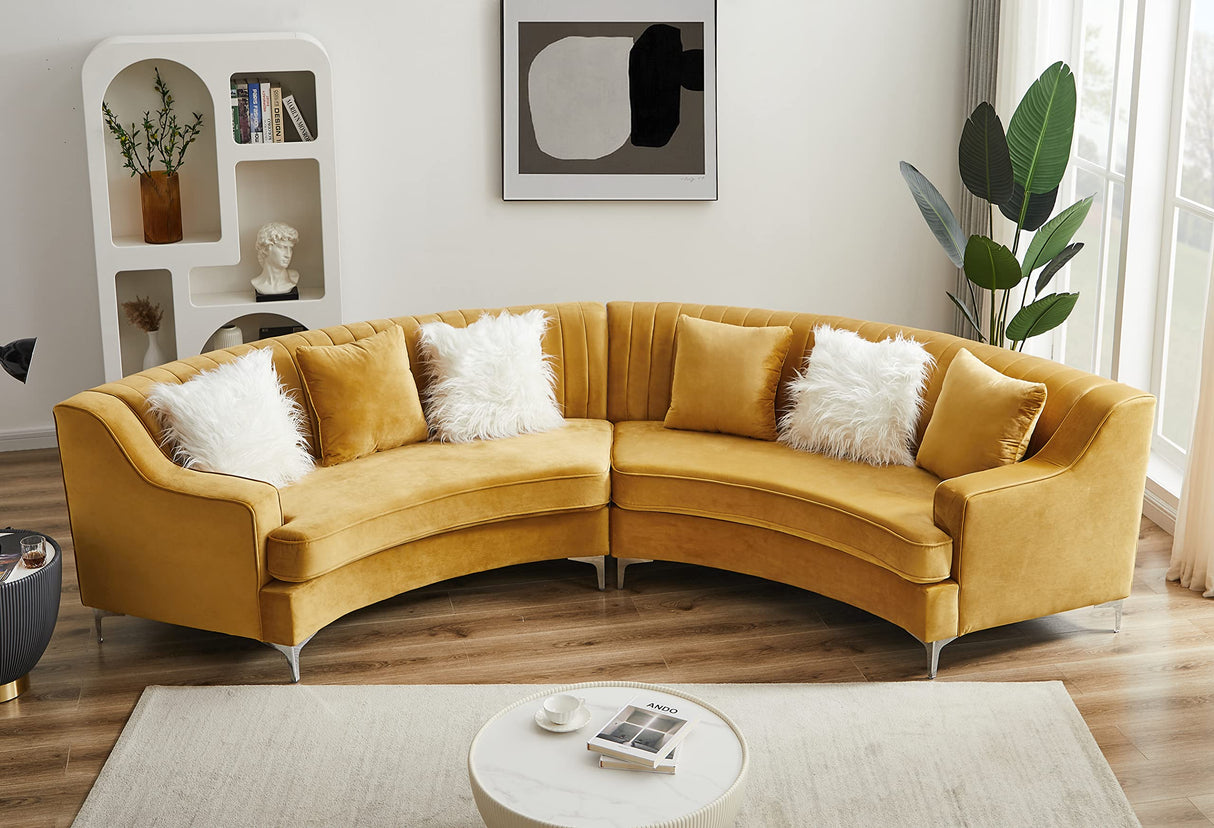 FANYE Contemporary Half-Moon Curved Symmetrical Modular Sectional Sofa for Living Room, 6 Toss Pillows Included, 140.94”Lx 41.73”Wx 33.46”H FANYE