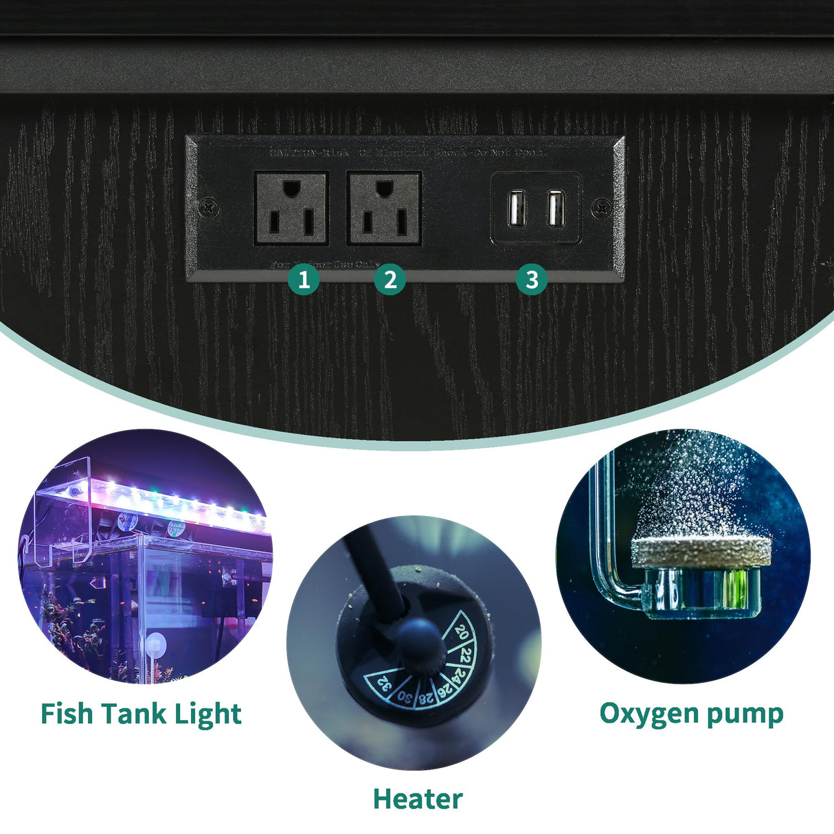 YITAHOME Fish Tank Stand with Power Outlets & LED Light, 55-75 Gallon Metal Aquarium Stand with Cabinet for Fish Tank Accessories Storage for Turtle Tank, Reptile Terrarium, 860LBS Capacity, Black YITAHOME