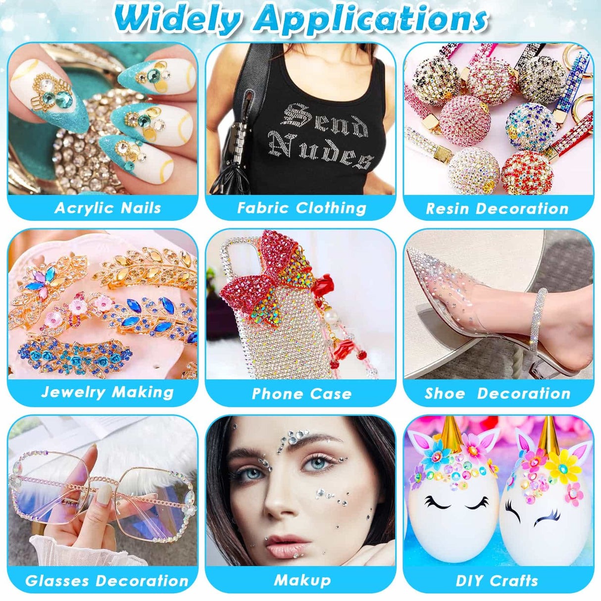 shynek B7000 Jewelry Glue with Rhinestones for Crafts, 6300Pcs Rhinestones with Gems Adhesive for Shoes Cloth Fabric with Picker Pencil for Crafting Diamond Art Graduation Cap Decorations shynek