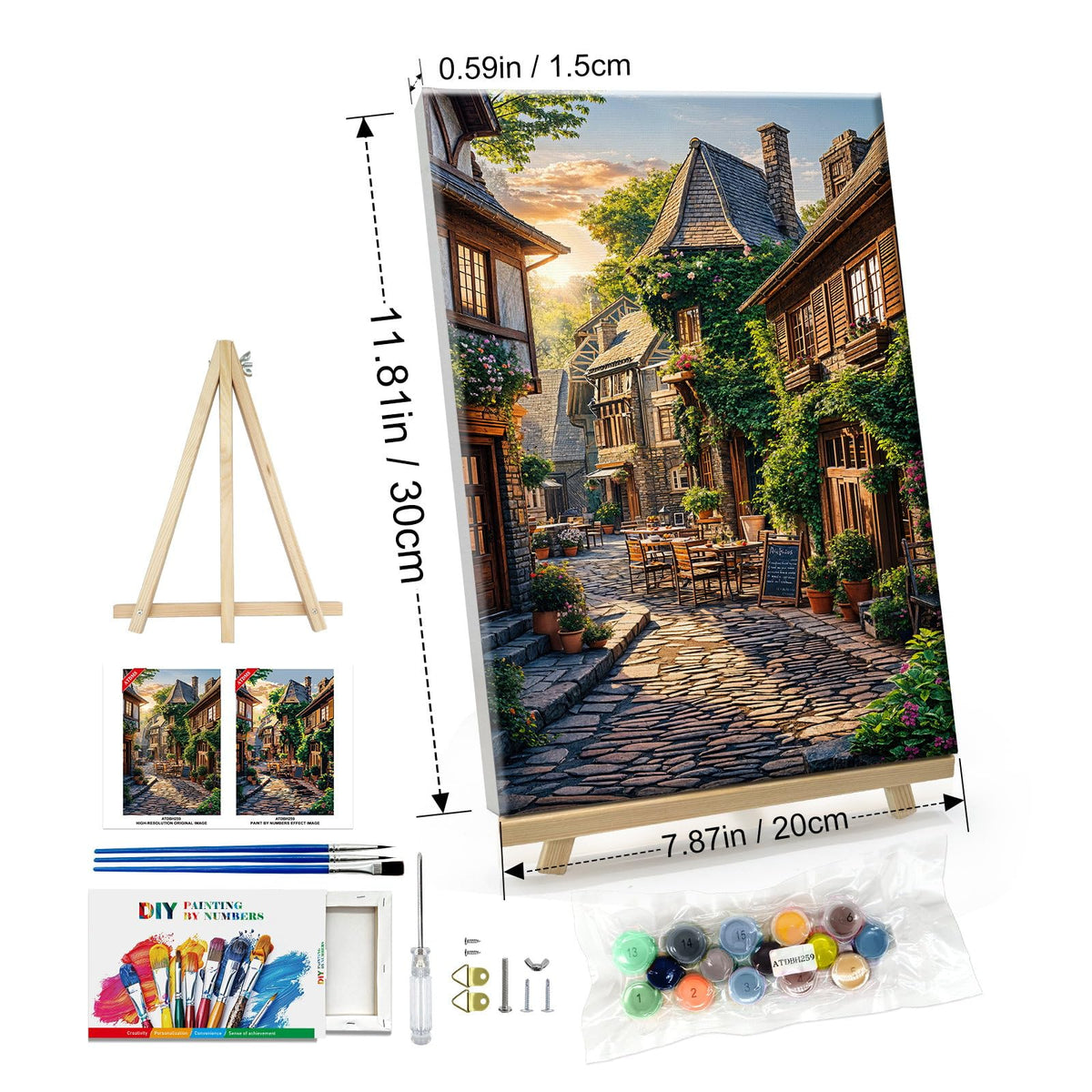 ATDMS Paint by Numbers Kit for Adults with Frame City Street Scene Paint by Number with Easel City View Adult Paint by Number Kits on Canvas Framed Paint by Numbers for Home Wall Decor 8x12 Inch ATDMS