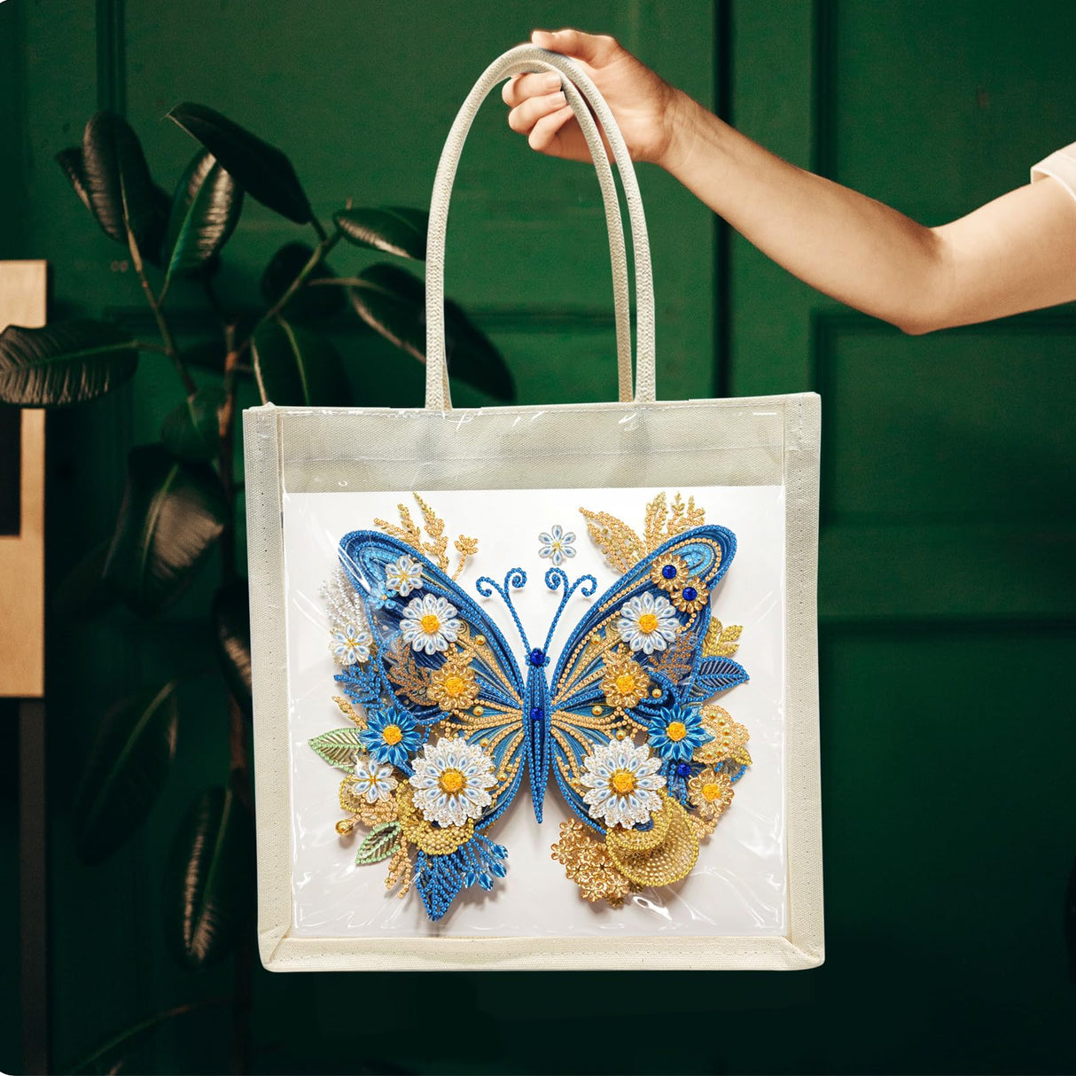 ARTopet DIY Diamond Art Painting Handbag Handmade Non-Woven Shopping Tote Bags with Replace Pattern Reusable Grocery Bag-Butterfly01 ARTopet