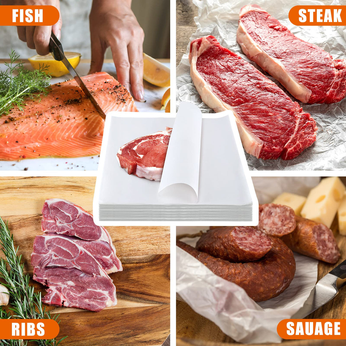 Sublimation White Butcher Paper Disposable Butcher Paper Sheets Square Meat Sheet Precut Butcher Paper No Wax Butcher Paper for Heat Press, Wrapping Meat, Art Project (150 Pieces, 12 x 12 Inches) Eersida