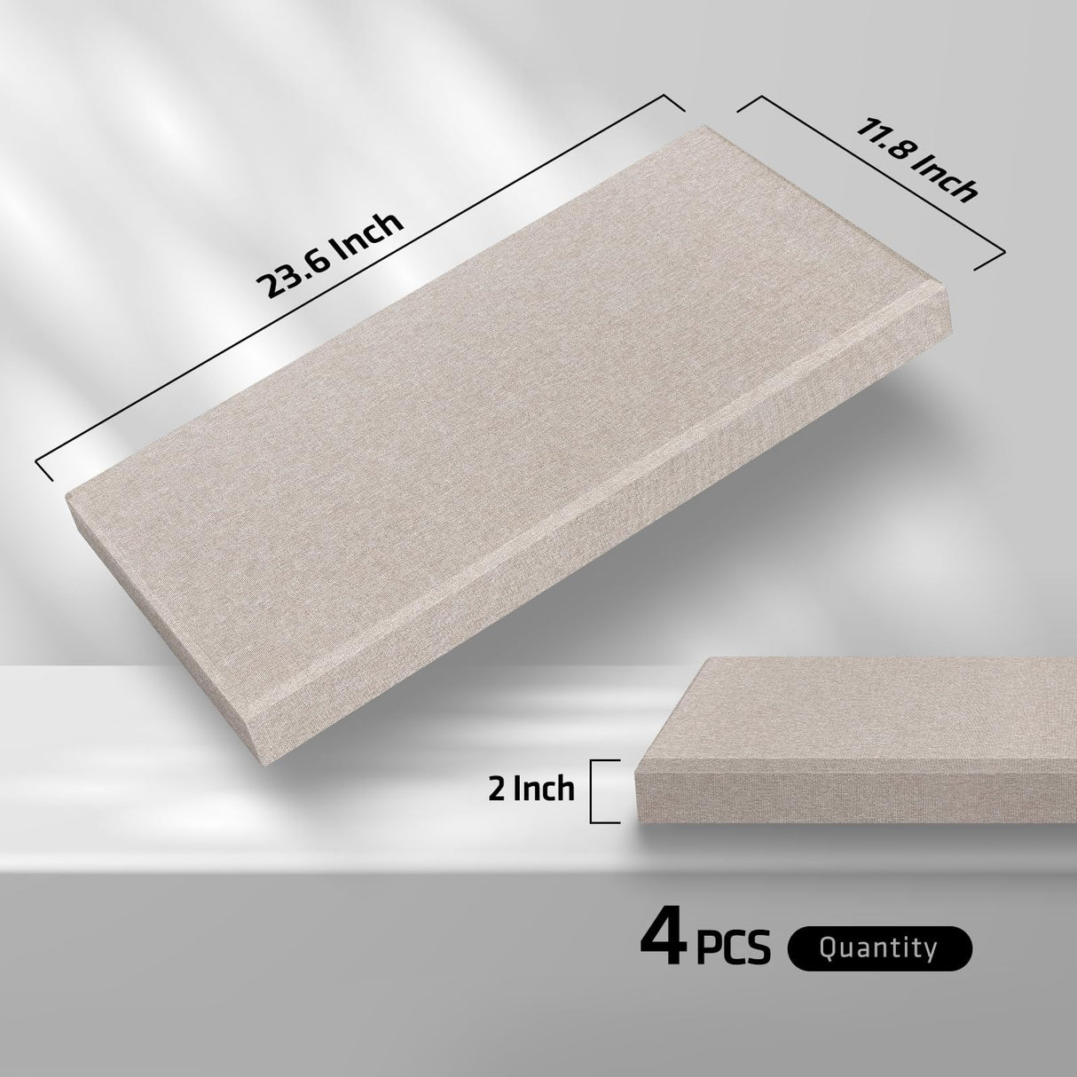 UMIACOUSTICS 4 PCS Acoustic Panels, 2“ Thick 23.6" x 11.8" Fiberglass Sound Wall Panels, Self-adhesive Sound Absorbing Panels for Home Studios, Office, Theater. Light Camel UMIACOUSTICS