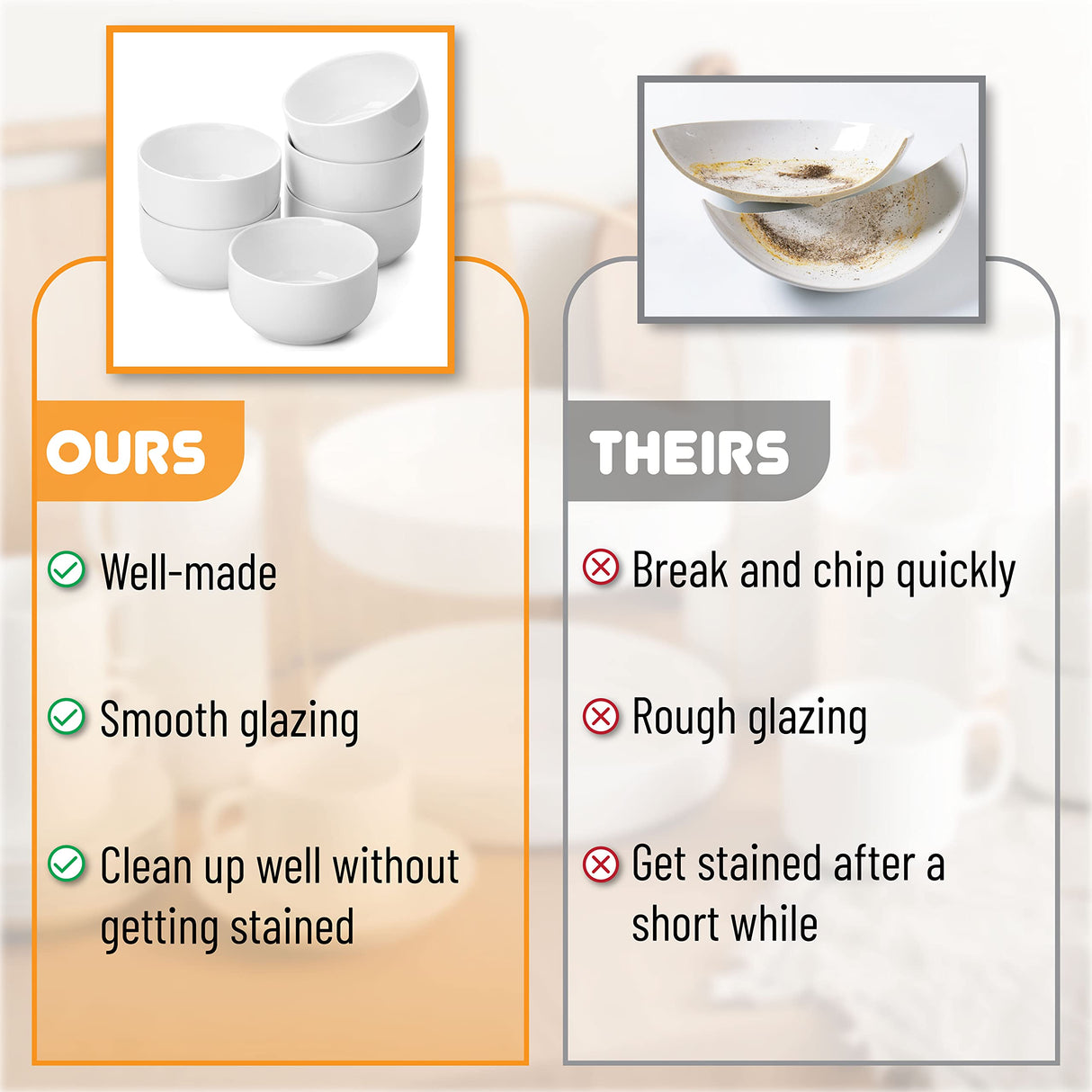 BTaT- White Cereal Bowls, Set of 6, 22 Ounces, Bowls, Cereal Bowl, White Bowls, Small Bowls, White Soup Bowls, Porcelain Bowl, Set of Bowls, White Porcelain Bowls, Deep Bowls Brew To A Tea