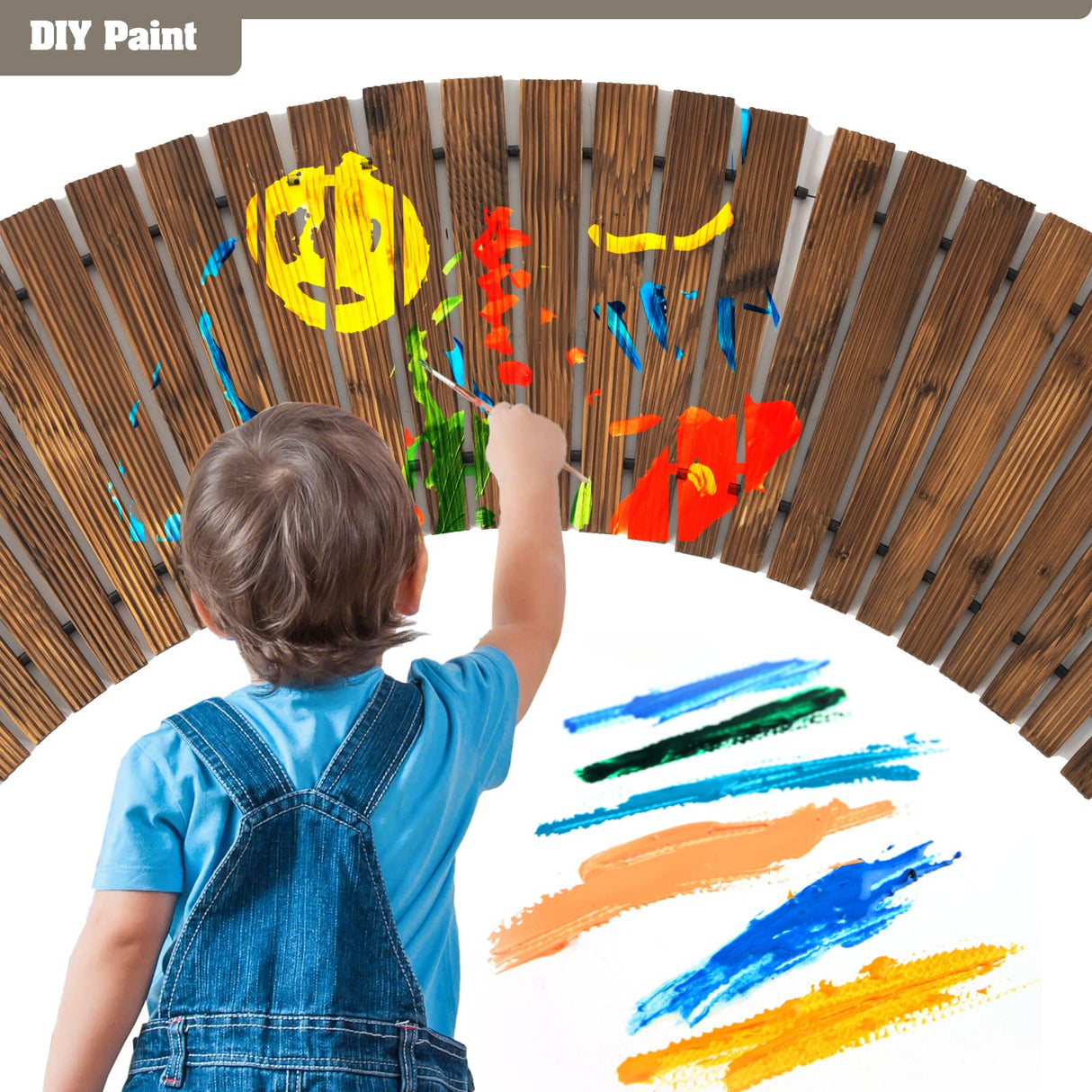 2PCS Wooden Garden Pathway Outdoor Roll Out Walkway with Non-Slip Surface Patio Path Decorative for Outdoor Patios, Gardens, Beach Boardwalks, Curved + Straight Garturects