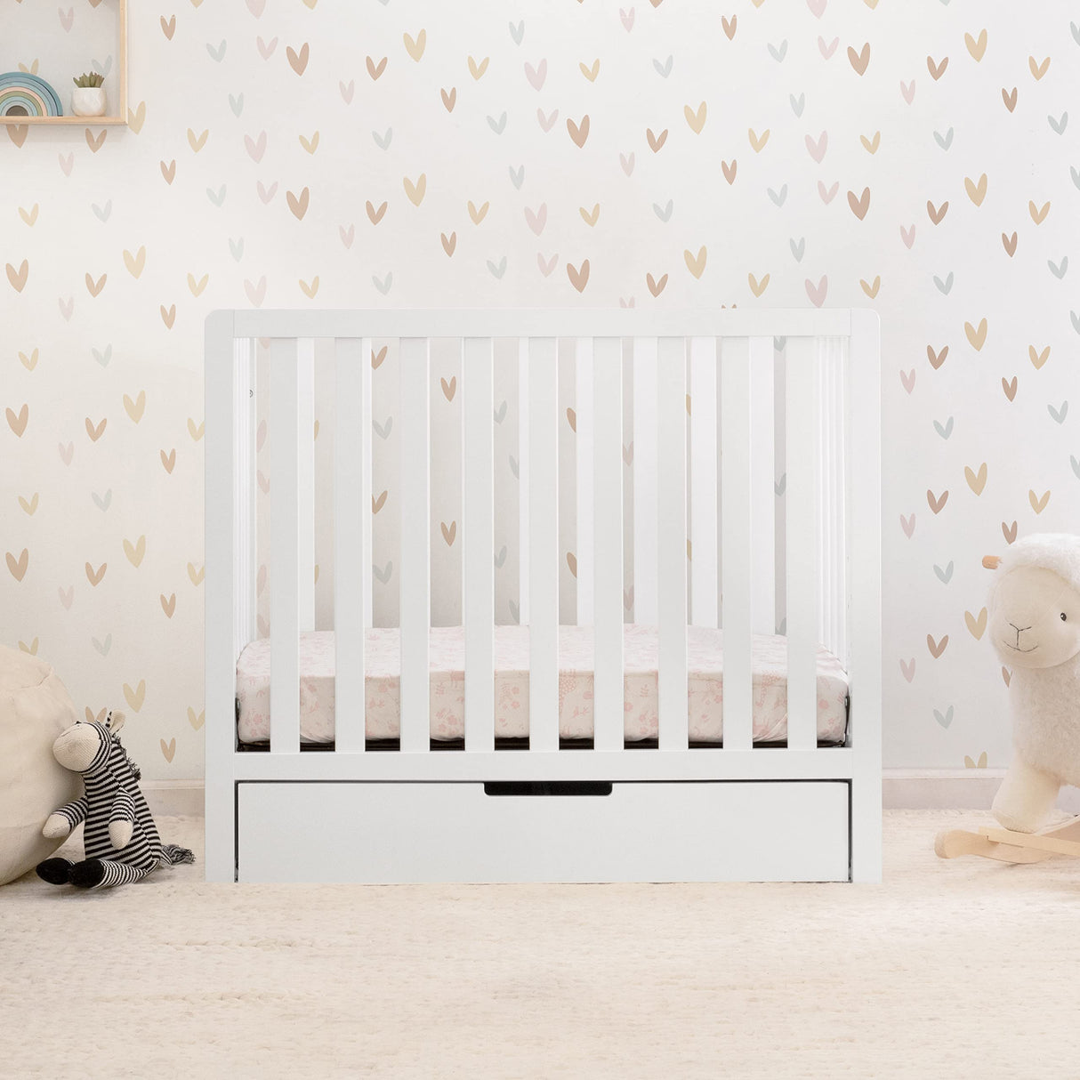 Carter's by DaVinci Colby 4-in-1 Convertible Mini Crib with Trundle Drawer in White, Greenguard Gold Certified, Undercrib Storage DaVinci