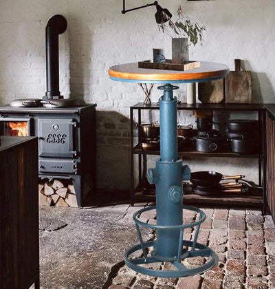 Topower Industrial Bar Table 38.58-48.43" Adjustable Pub Table Kitchen Dining Coffee Bistro Table Antique Blue