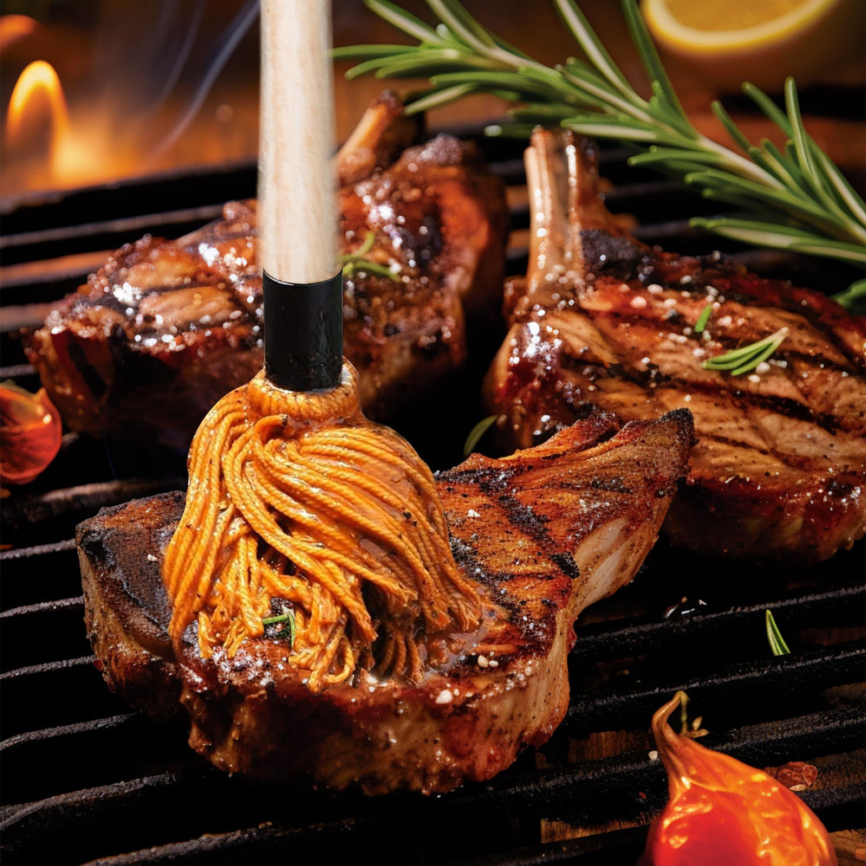 Basting Pastry Brush and BBQ Mop Cooking - ZQDFLME Sauce Brush Set with Heat Resistant Silicone Brushes for Grilling, Kitchen Cooking,Smoking Steak (4 pcs) ZQDFLME