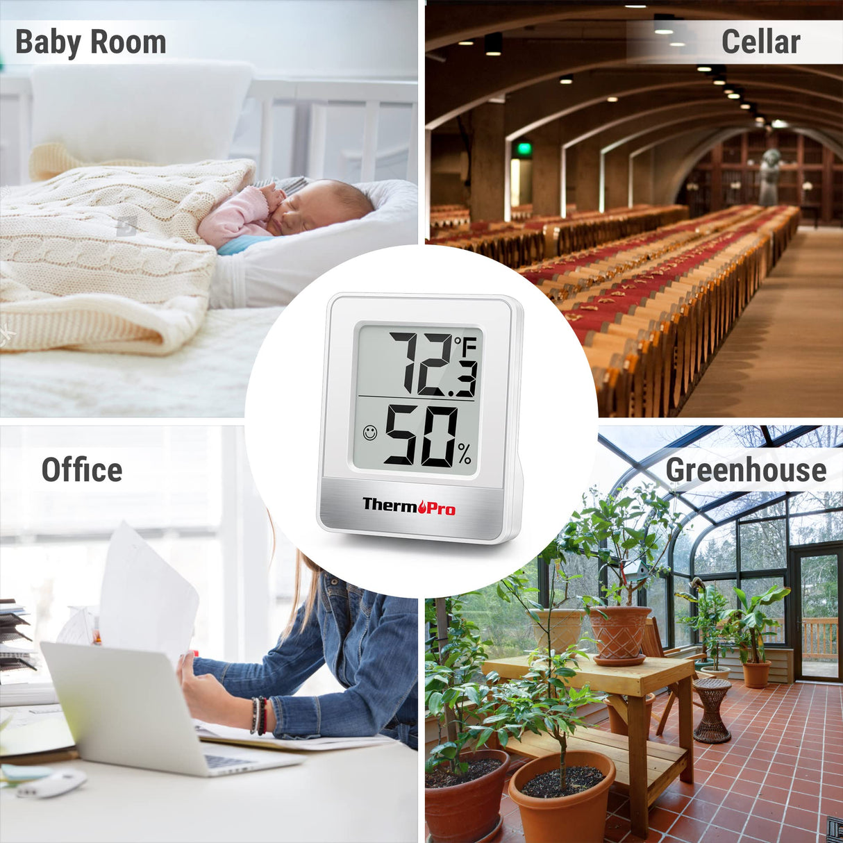 ThermoPro TP49 Digital Hygrometer Indoor Thermometer Humidity Meter Room Thermometer with Temperature and Humidity Monitor Mini Hygrometer Outdoor ThermoPro