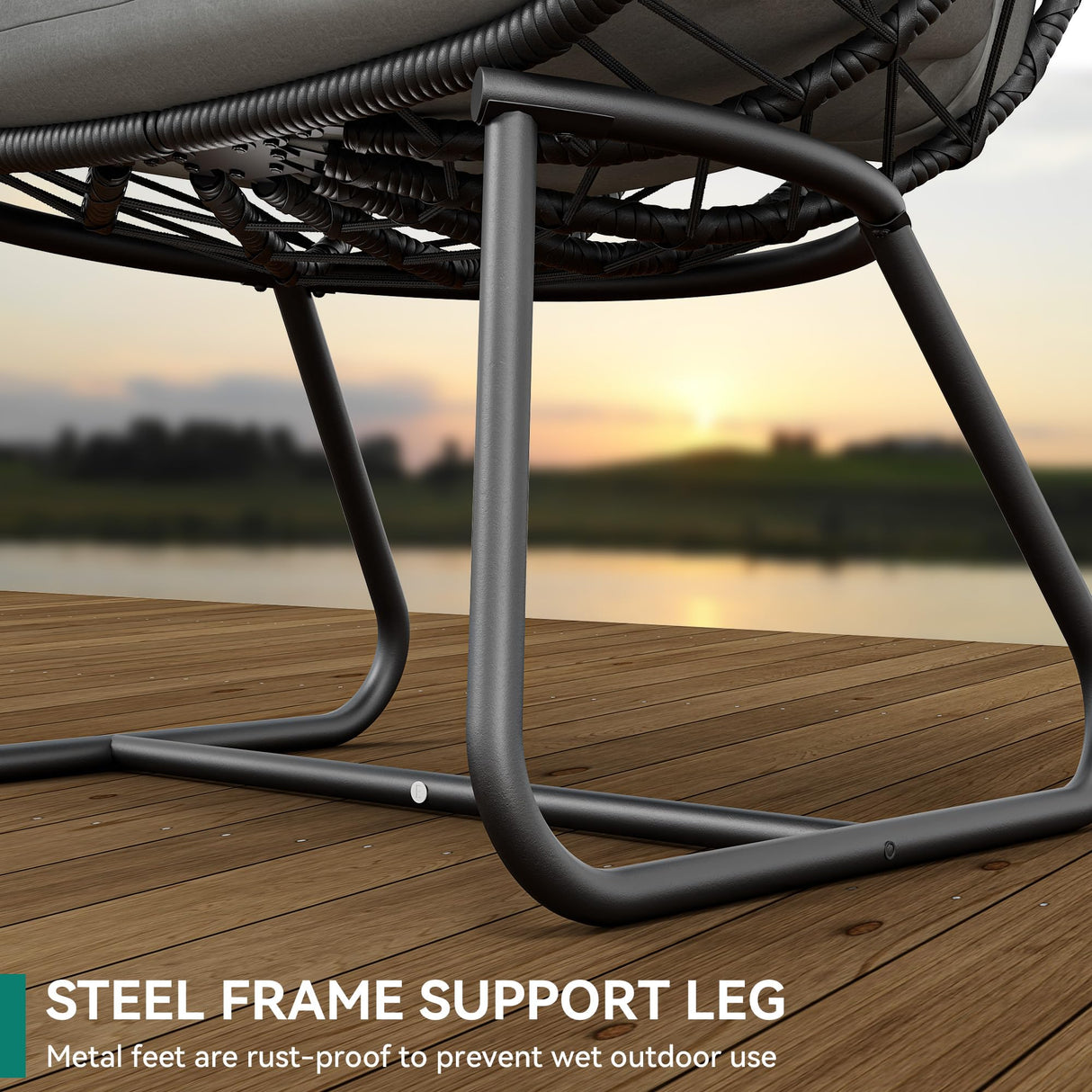 YITAHOME Egg Chair with Stand Outdoor Indoor Egg Lounge Chair with Cushion Wicker Chair PE Rattan Chair Included for Patio, Garden, Backyard, Porch, Gray YITAHOME