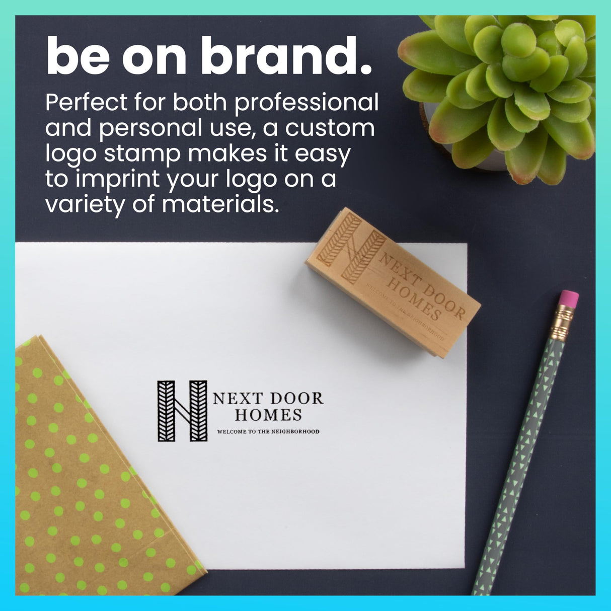 ExcelMark Custom Logo Stamp - Personalized Wood Rubber Stamp - Upload Your Own Image (1"x2.5") ExcelMark