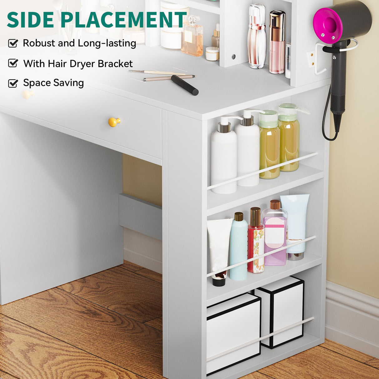 YITAHOME Vanity Desk with LED Mirror, Jewelry Organizer, and Ample Storage YITAHOME