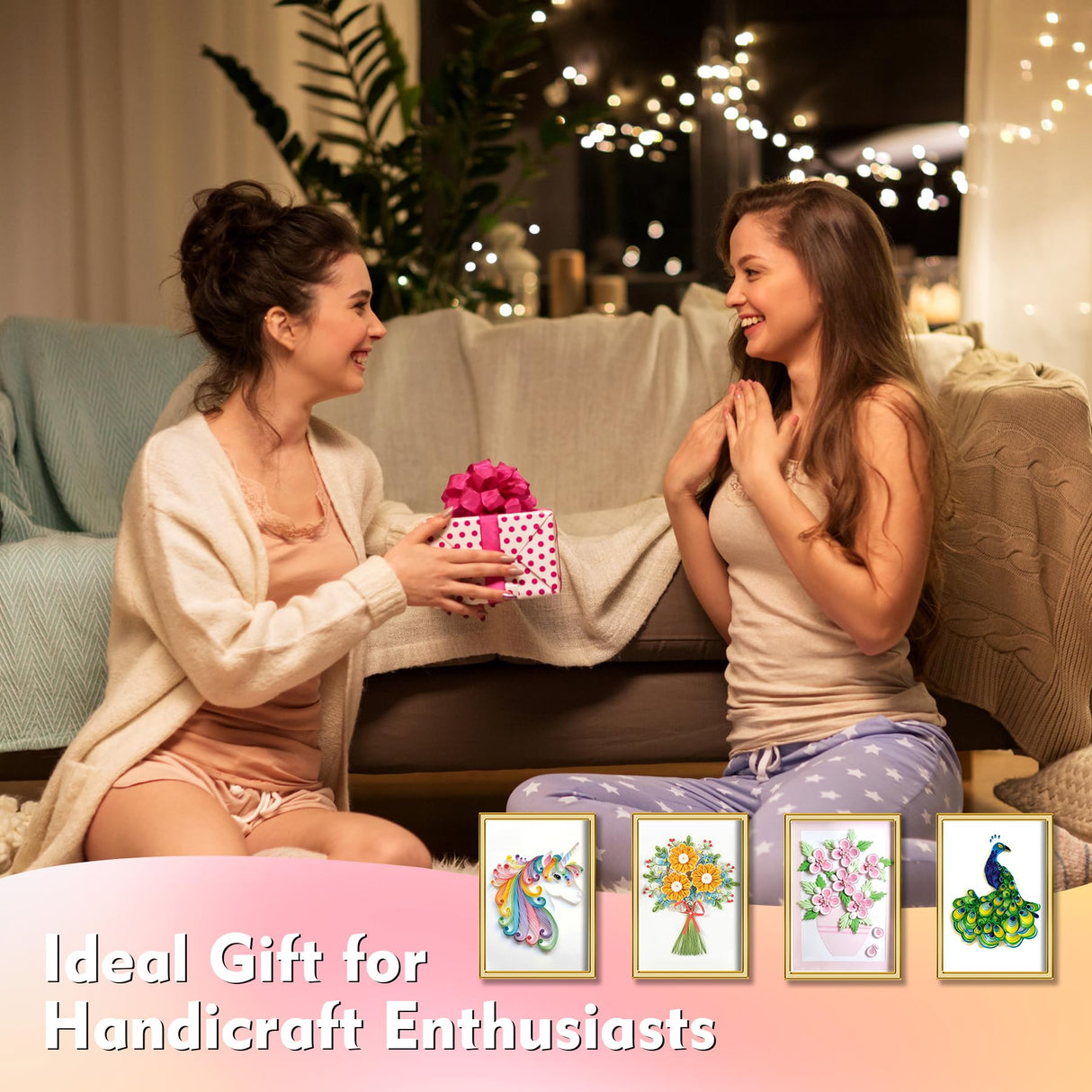 Paper Quilling Kit - Paper Quilling Kit For Beginner Adults, Paper Quilling Set with Quilling Paper Strips 5mm, Filigree Paper Tools, 4 Quilling Patterns Flowers,Peacock,Unicon DIY Craft for Kids Ohmique