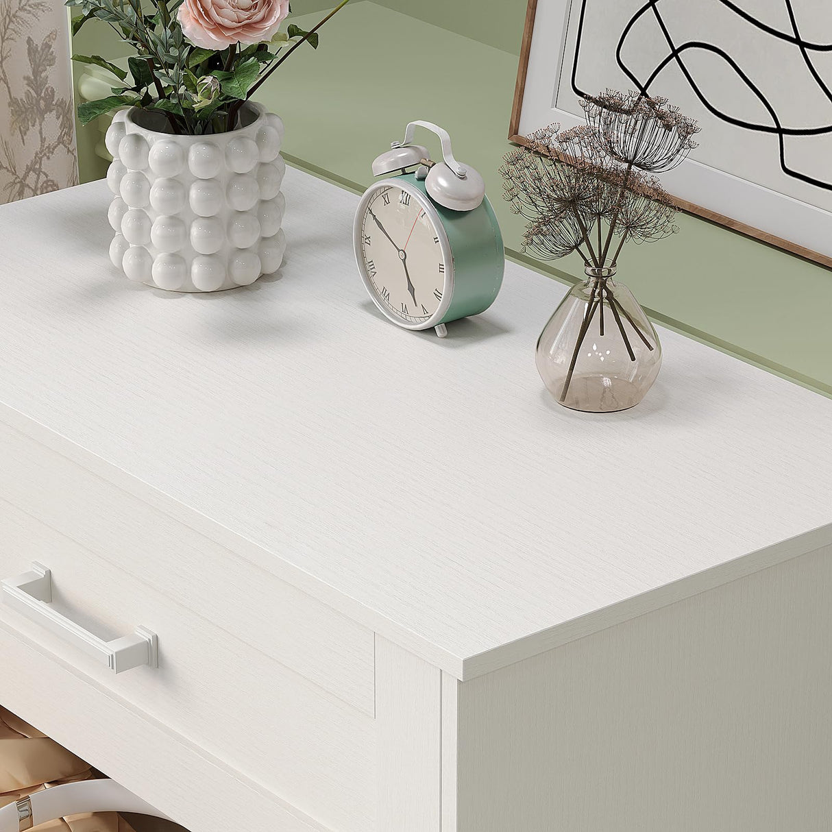 Welfuturer White 5 Drawer Wood Dresser for Bedroom Modern Wooden Chest of Drawers Storage Cabinet and Organizer Drawers for Closet, Nursery, Entryway, Girls Room, Kids Room, Hallway, Living Room Welfuturer