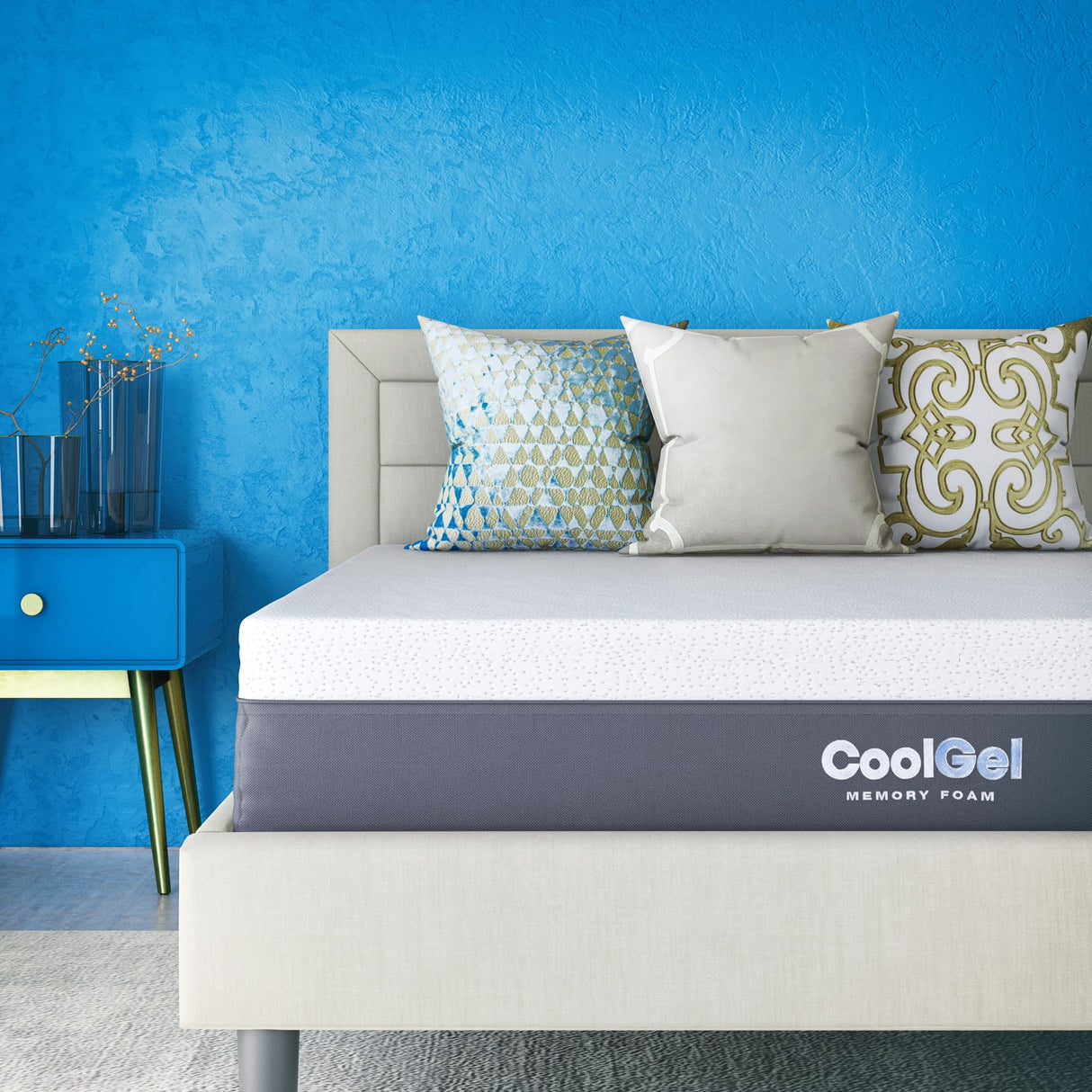 COOL GEL 12 Inch Queen Memory Foam Mattress Medium Firm, Queen Size Memory Foam Mattress Cooling, Made in The USA, 12" Depth with Pressure Relief, CertiPUR-US Certified No Fiberglass, CoolGel Bed COOL GEL