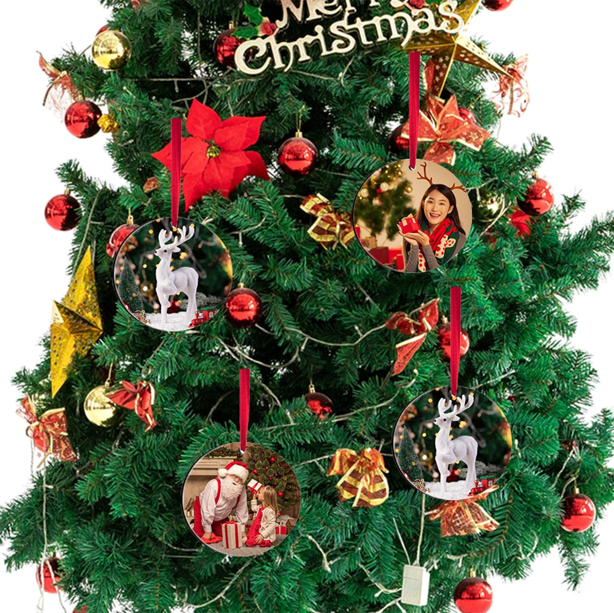 45 Pcs 2.75 inch Sublimation Keychains Blanks Round Ornaments MDF Double Side Sublimation Blanks Ornaments Christmas Products Bulk Sublimation Blanks AiDiYGECO