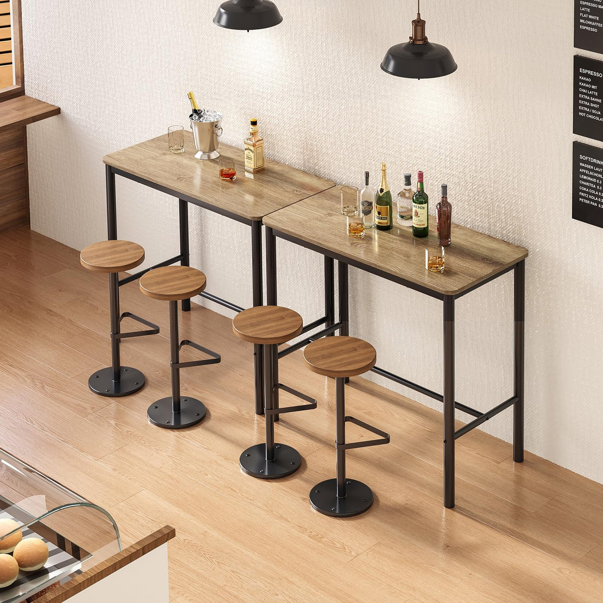 Farini 47 inch Counter Height Bar Table, Rectangular Dining Counter Tables with Metal Legs,Brown Farini