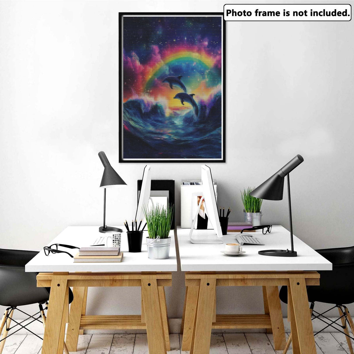 Yomiie 5D Dolphin Rainbow Diamond Painting Kits for Adults, Paint with Diamonds Art Sea Life DIY Full Round Drill Kits, Embroidery Rhinestone Diamond Crystal Craft Canvas Home Wall Decor 30x40 cm Yomiie