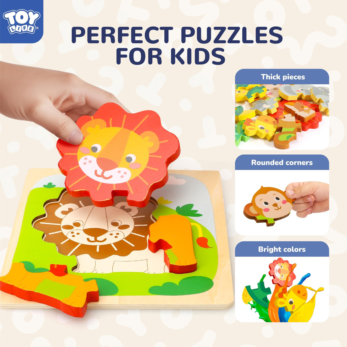 TOY Life Wooden Puzzles for Toddlers 1-3, Animals Toddler Puzzles 1-3, Puzzles for Toddlers 2-4, Wood Puzzles Christmas Montessori Toys Gifts for 1 2 Year Old, Baby Puzzles 12-18, Kids Learning Toy TOY Life
