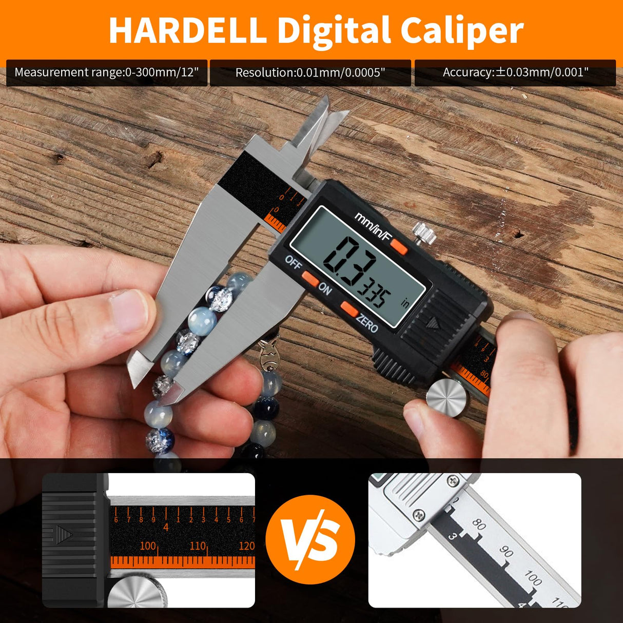 HARDELL Digital Caliper 12 Inch, Stainless Steel Caliper Measuring Tool with Large LCD Screen, Auto-Off Feature, Inch/Millimeter, Electronic Vernier Caliper for DIY, Jewelry, Parts,3D Printing HARDELL