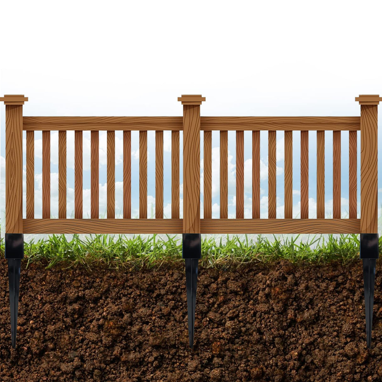 ARIFARO Fence Post Anchor 36 inch Ground Spike Heavy Duty Metal Black Powder Coated Fence Stakes Post,4x4 inch(3.5 x3.5 inch inner) Pack of 4 ARIFARO