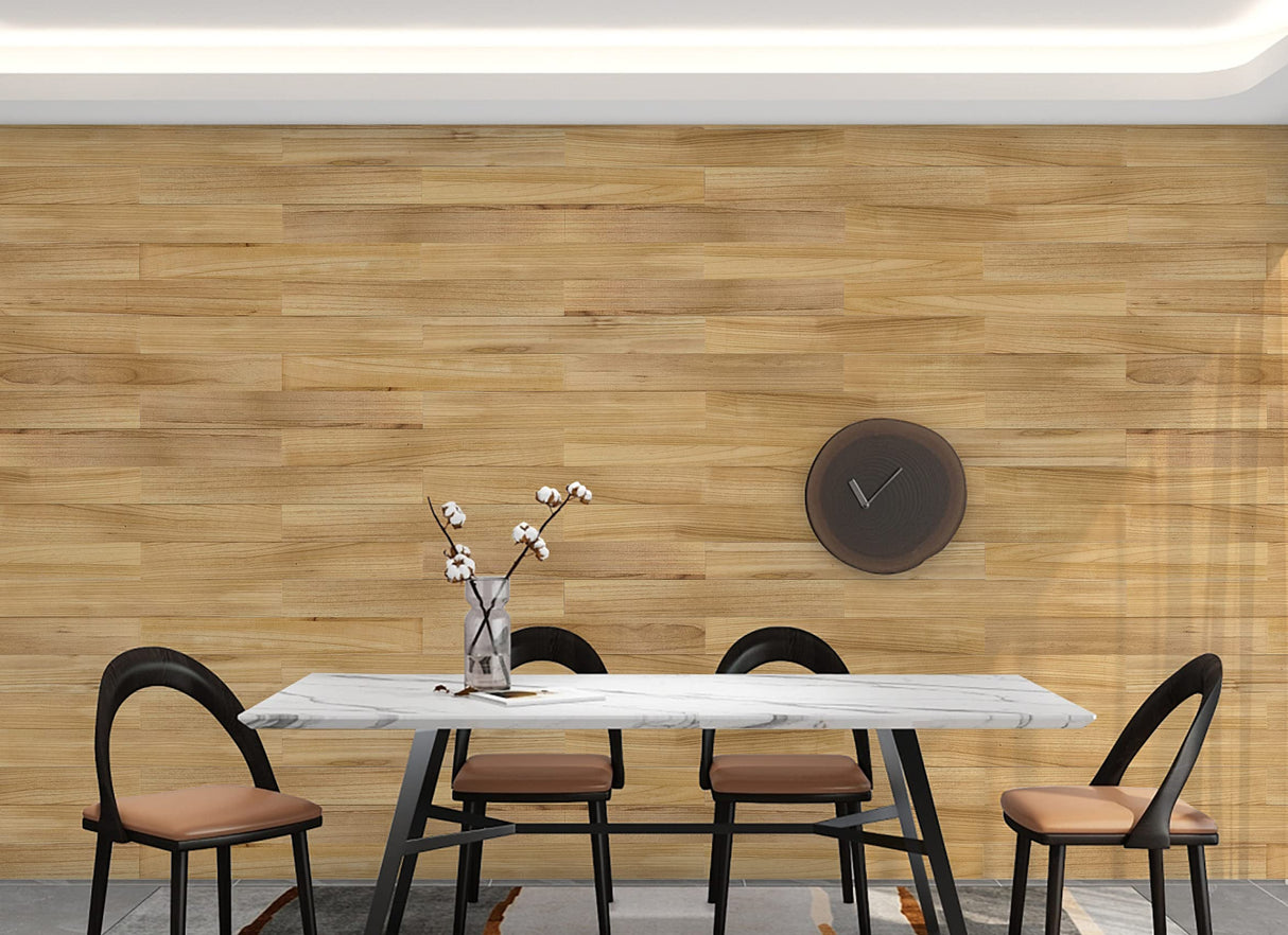 COLAMO 10PCS Faux Teak Peel and Stick Wood Panels for Wall, Vintage Farmhouse Adhesive Shiplap Boards for RV Backsplash, Living Room, Bed Room, Accent Wall, Self Stick On Wooden Paneling(12.4sqft) COLAMO