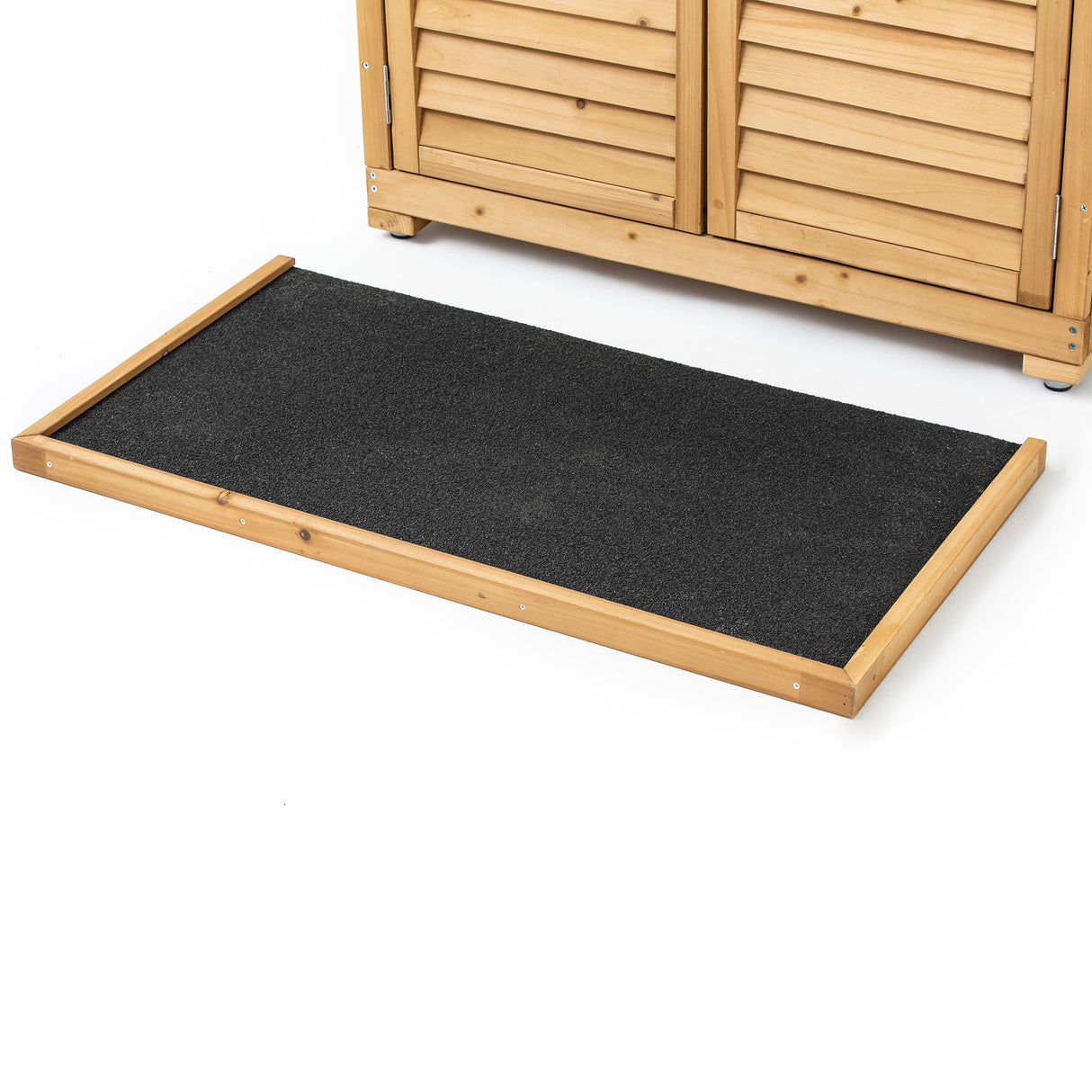 TAKUKA Outdoor Storage Cabinet with 3 Shelves, Wooden Garden Shed with Double Doors& Waterproof Roof, Outside Utility Tall Tool Organizer for Garden Farm Backyard TAKUKA
