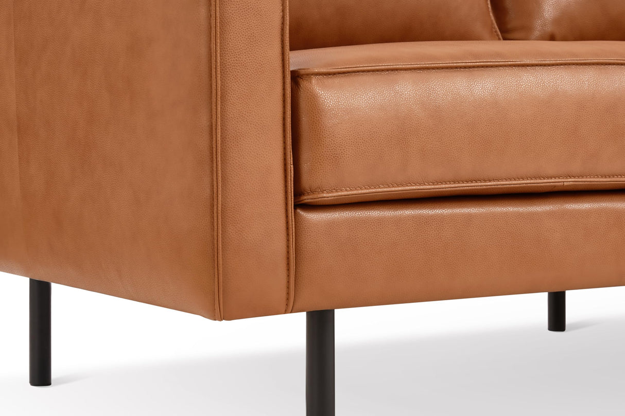 Valencia Varese 90” Cognac Tan Brown 3 Seater Full Leather Sofa - Italian Nappa Leather Modern Cloud Couch for Living Room/Apartment Furniture - Lounge Sofa with Removable Cushion VALENCIA THEATER SEATING