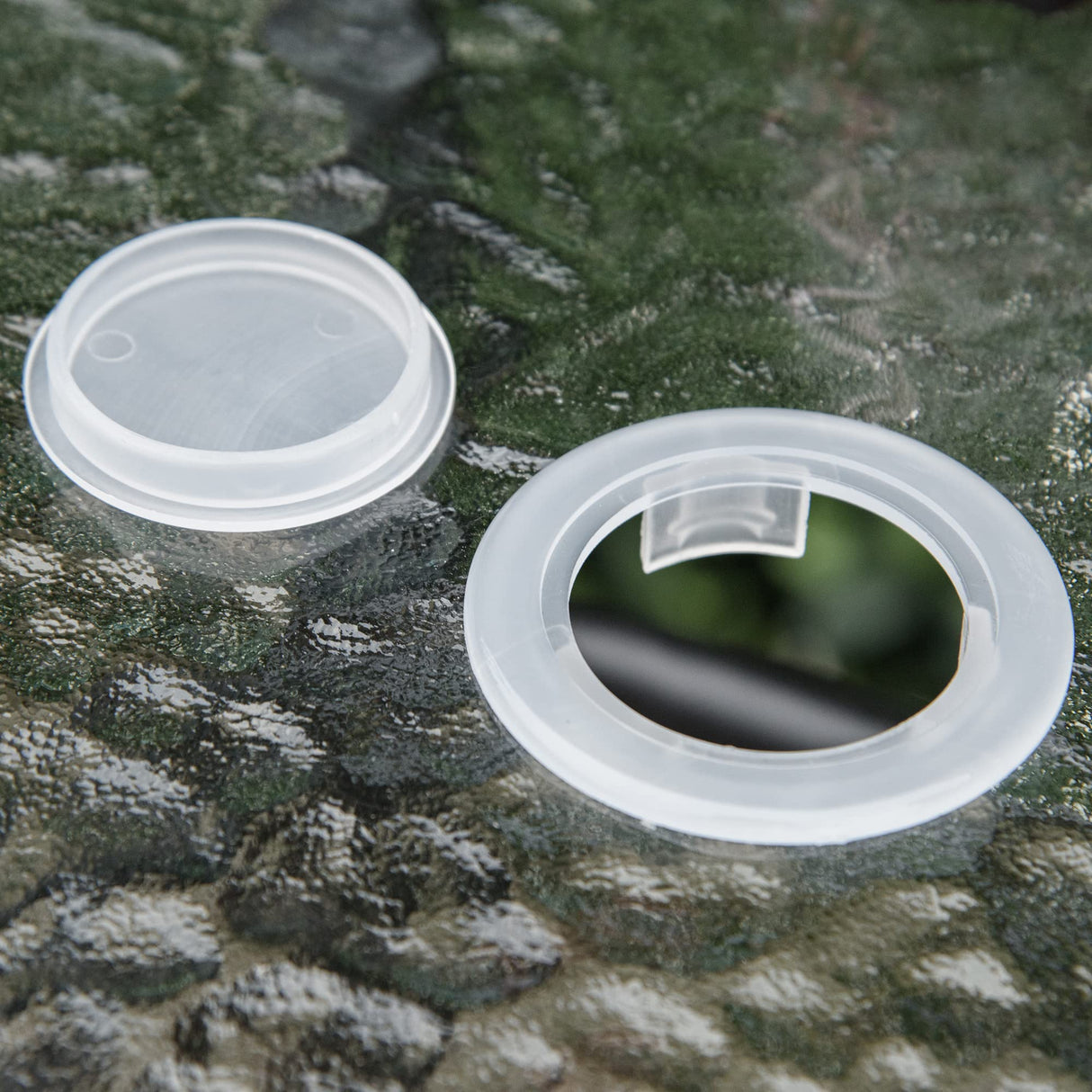 Outsunny 4 Piece Outdoor Patio Dining Furniture Set, 2 Folding Chairs, Adjustable Angle Umbrella, Wave Textured Tempered Glass Dinner Table, Beige Outsunny