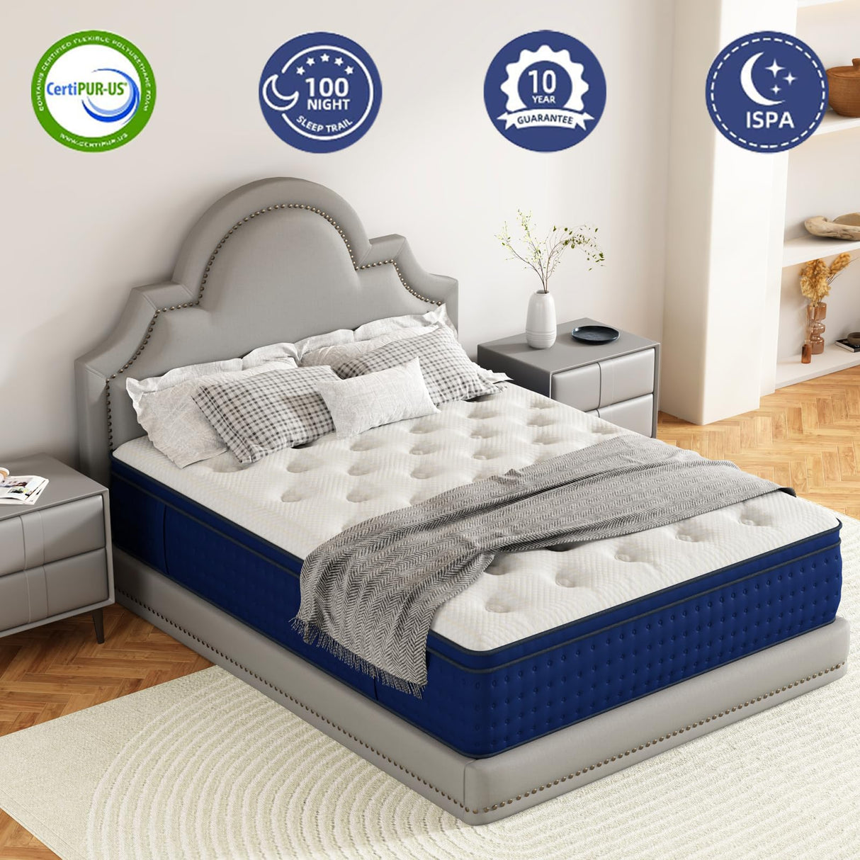 KolaDream Queen Mattress, 14 Inch Hybrid Gel Memory Foam & Pocket Springs,Medium Firm Mattresses in a Box, Relieves Back Pain, Motion Isolation, Fiberglass-Free, CertiPUR-US Certified, 365-Night Trial KolaDream