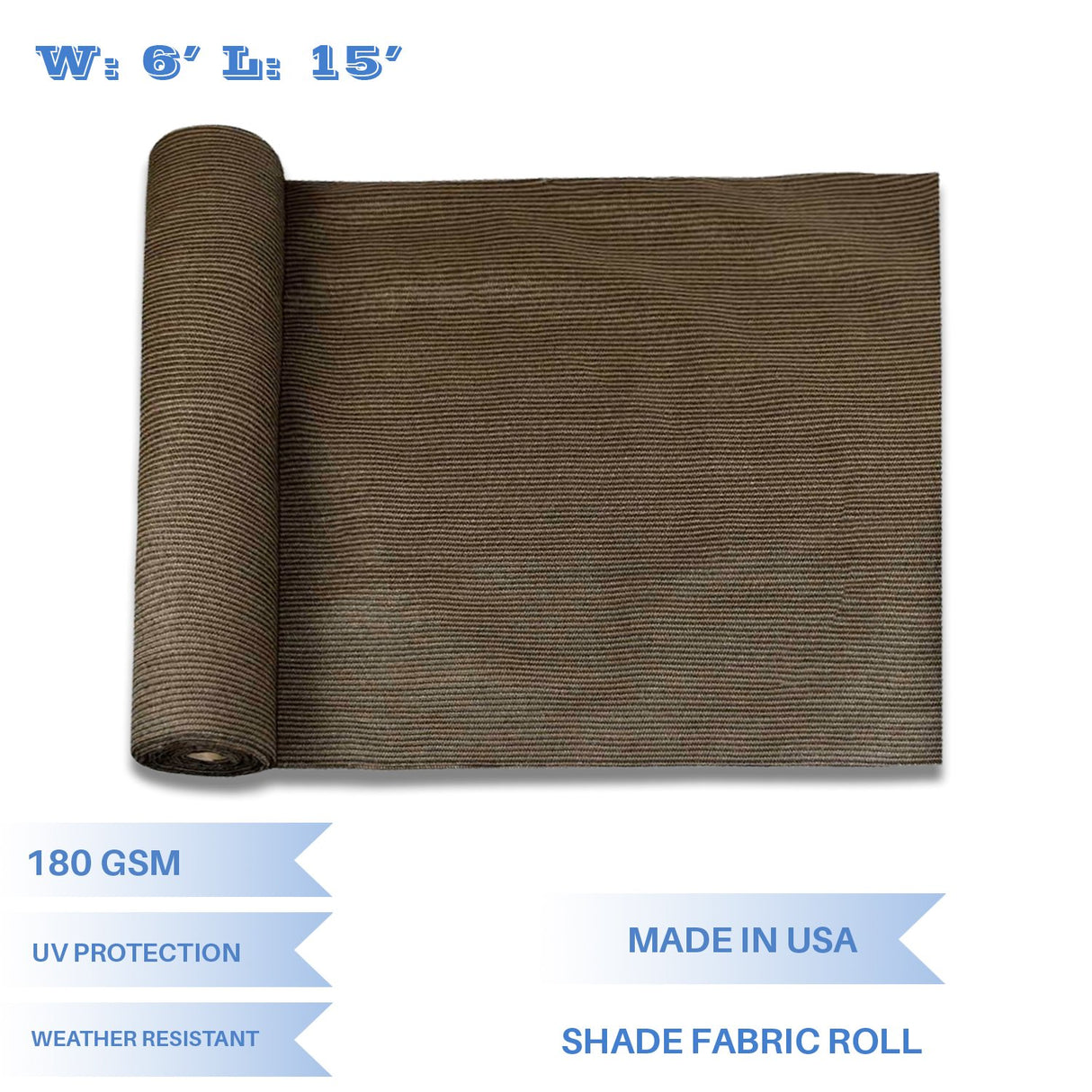 E&K Sunrise 6' x 15' Sun Shade Fabric Roll Outdoor Sun Shade Cover for Pergola Backyard Garden Patio Deck Greenhouse (Brown) E&K