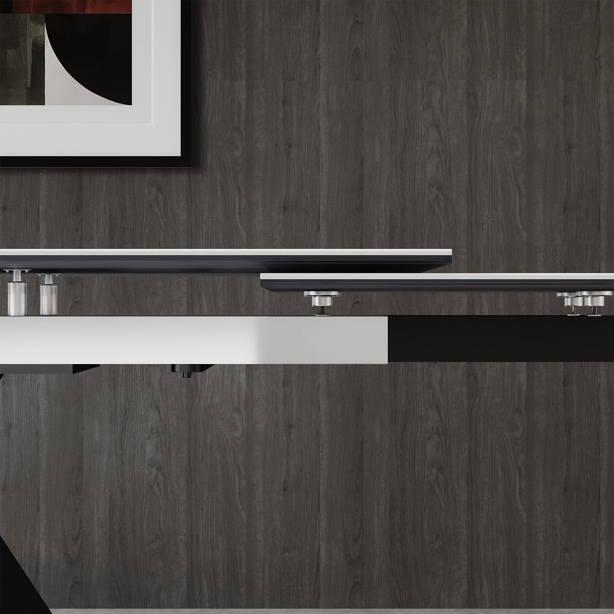 Extendable Dining Table for 8-12 Seat,Tabletop Made of Sintered Stone and Tempered Glass, Modern Style, 35.4" D x 94.5" W x 30" H, White Top TimesGate