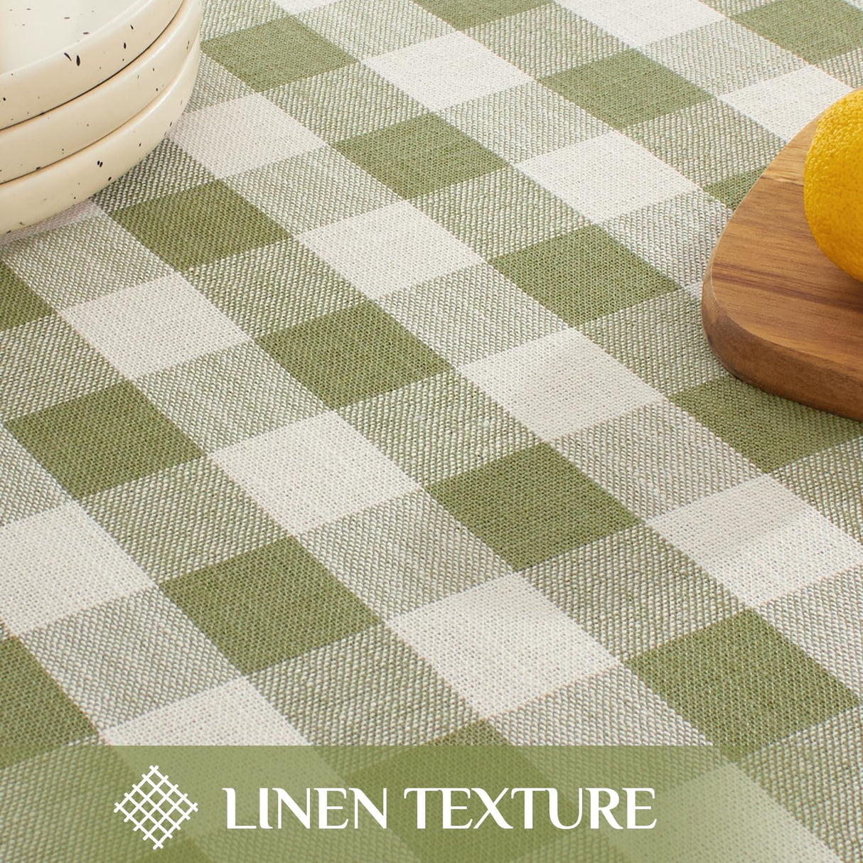 Softalker Spring Checkered Tablecloth Rectangle, Heavy Weight Linen Cotton Gingham Boho Table Cloth with Tassel, Wrinkle Free Buffalo Plaid Table Cover for Dining/Party/Outdoor - 55 x 84 Inch, Sage Softalker