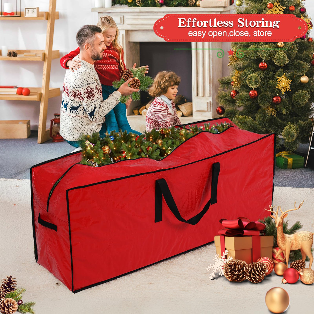 BIEBOS Artificial Large Christmas Tree Storage Case Bags With Handles,Fits Up To 7 Ft Artificial Trees Zippered Bag Protects Against Dust, Insects And Moisture BIEBOS