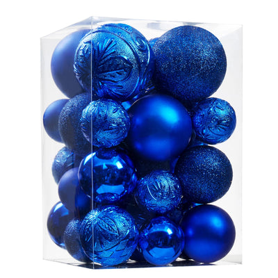 Wironlst Christmas Ball Ornaments - 30pcs Shatterproof Plastic Christmas Ornaments Hanging Ball Decorations for Xmas Tree, Holiday, Wedding, Party (Multi-Size, Blue)