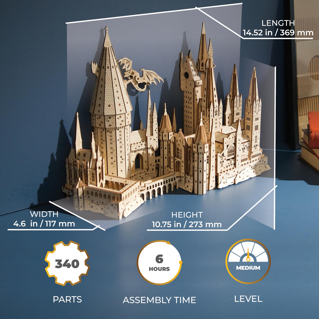 UGEARS Harry Potter Hogwarts Castle Building Blocks for Adults - Harry Potter Wooden Puzzle for Teens - 3D Jigsaw Puzzles for Adults - Harry Potter Castle Model UGEARS