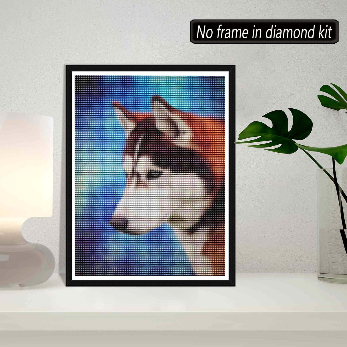 SKRYUIE 5D Diamond Painting Husky Dog Full of Love Full Drill by Number Kits, DIY Rhinestone Pasted Paint with Diamond Set Arts Craft Decorations (12x16inch) SKRYUIE