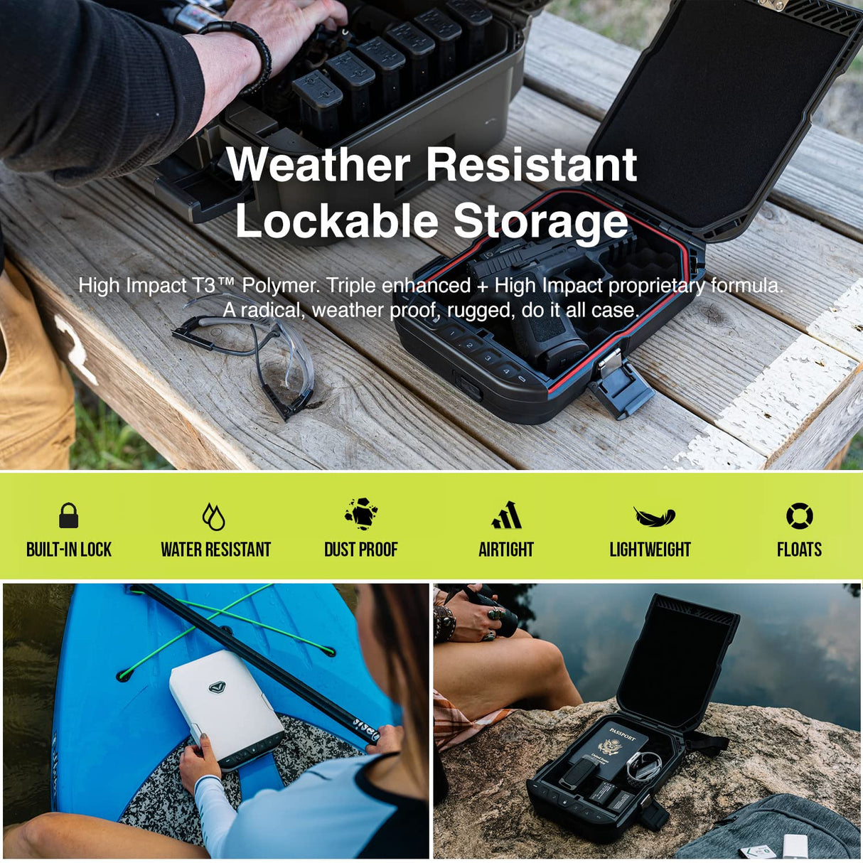 VAULTEK LifePod Secure Waterproof Travel Case Rugged Electronic Lock Box Travel Organizer Portable Handgun Case with Backlit Keypad (Covert Black) (Biometric) VAULTEK