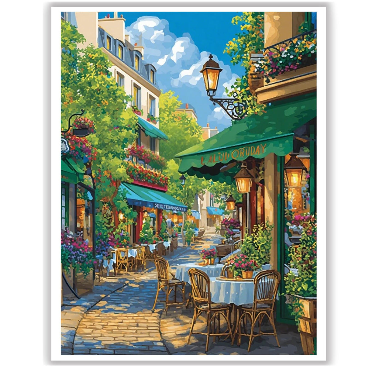 Ceiomez Paint by Numbers Kit for Adults, Street Cafe Paint by Number, Street Paint by Numbers for Adults Beginner for Gift Home Wall Decor 16x20 Inch Ceiomez