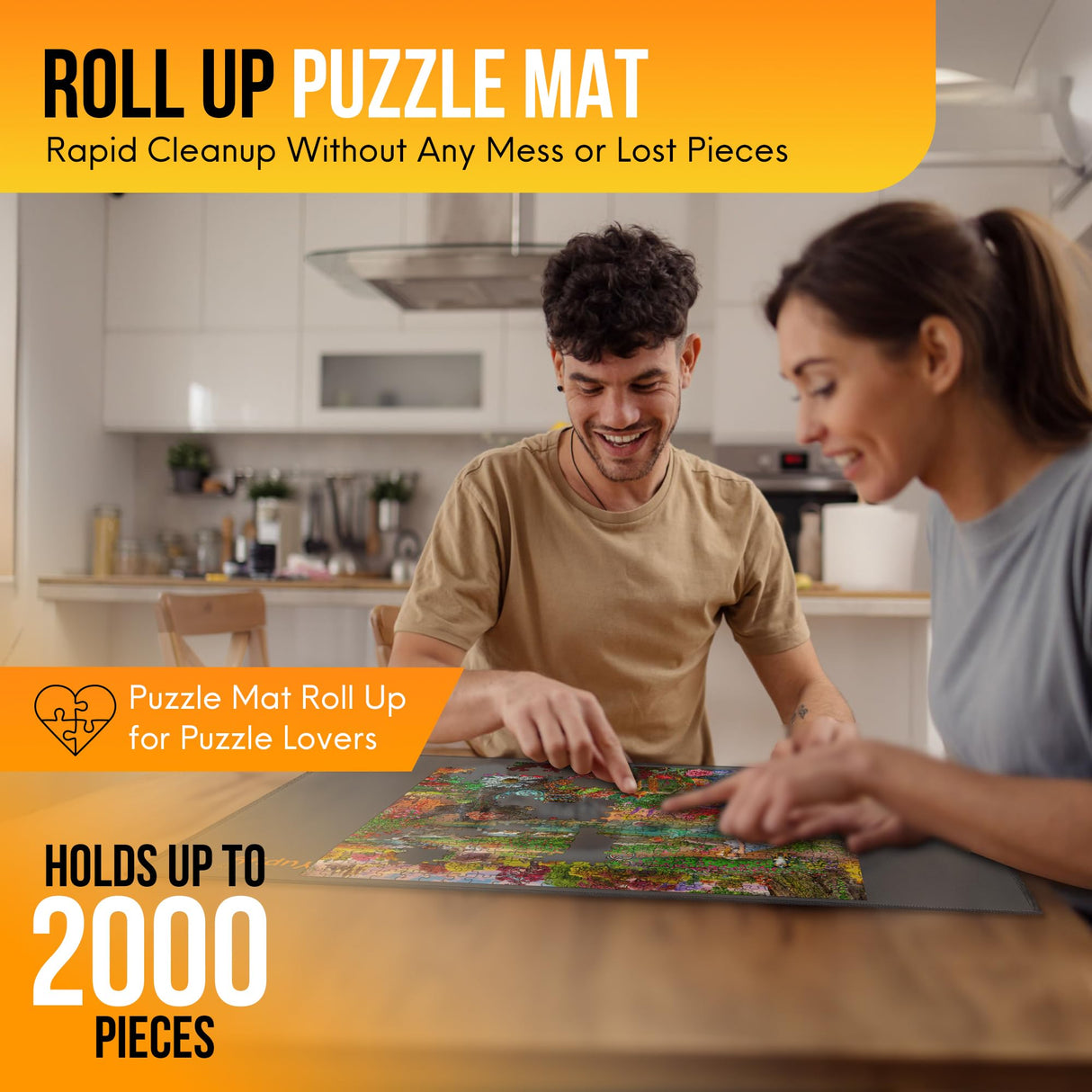 Puzzle Mat Jigsaw Puzzle Mat and 3 Puzzle Trays, Puzzle Mat Roll Up 51”x31”, Portable Large Puzzle Mat Organizer Up to 2000 Pcs, No Creases to Your Finished and Unfinished Puzzles, Rubber Puzzle Mats YUPYY